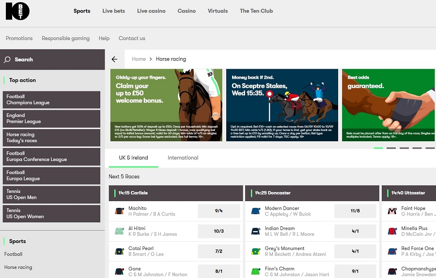 10bet horse racing betting sites