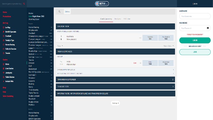 A look at the BetUK online sportsbook