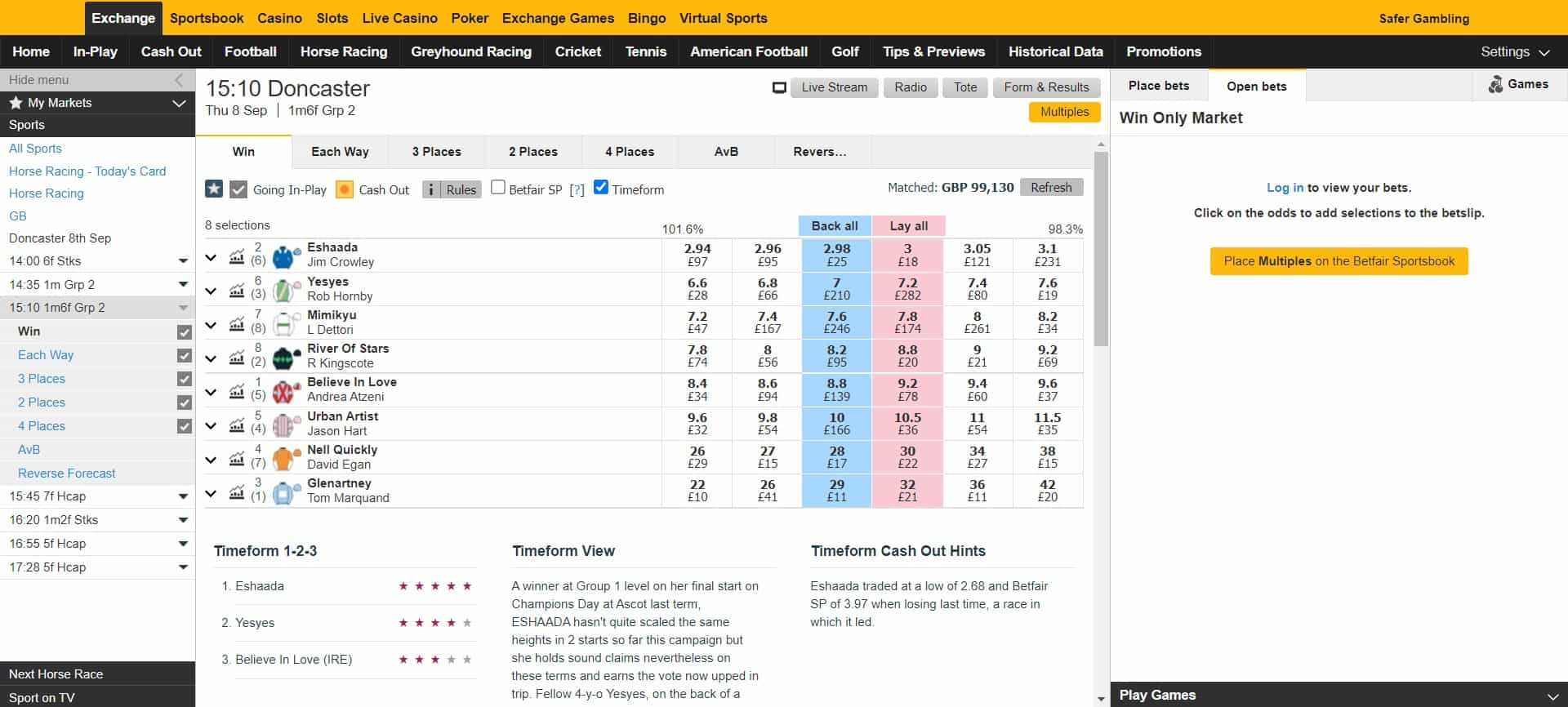 horse racing betting exchange