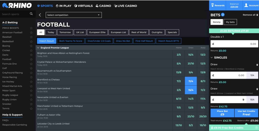 Rhino Bet Review Rhino Bet Place Free Bet